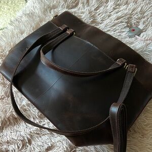 Structured Brown Leather Work Tote 👜